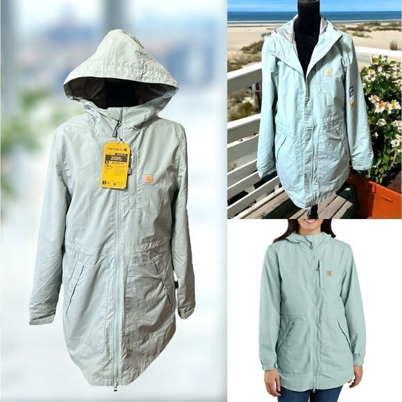 CARHARTT Rain Defender Hooded Jacket Coat Size S - Picture 1 of 16